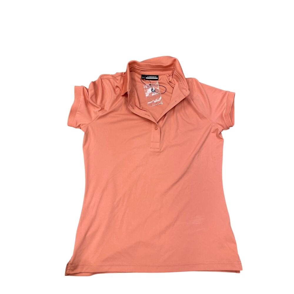 J. Lindeberg Women's Tour Tech Polo, Short Sleeve, Medium, Coral, Orange, NWOT